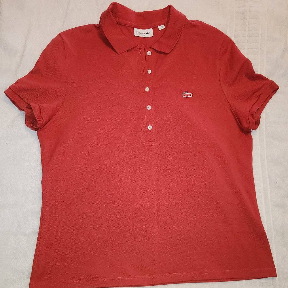 Lacoste Women's Slim Fit stretch cotton piqué polo short sleeve shirt